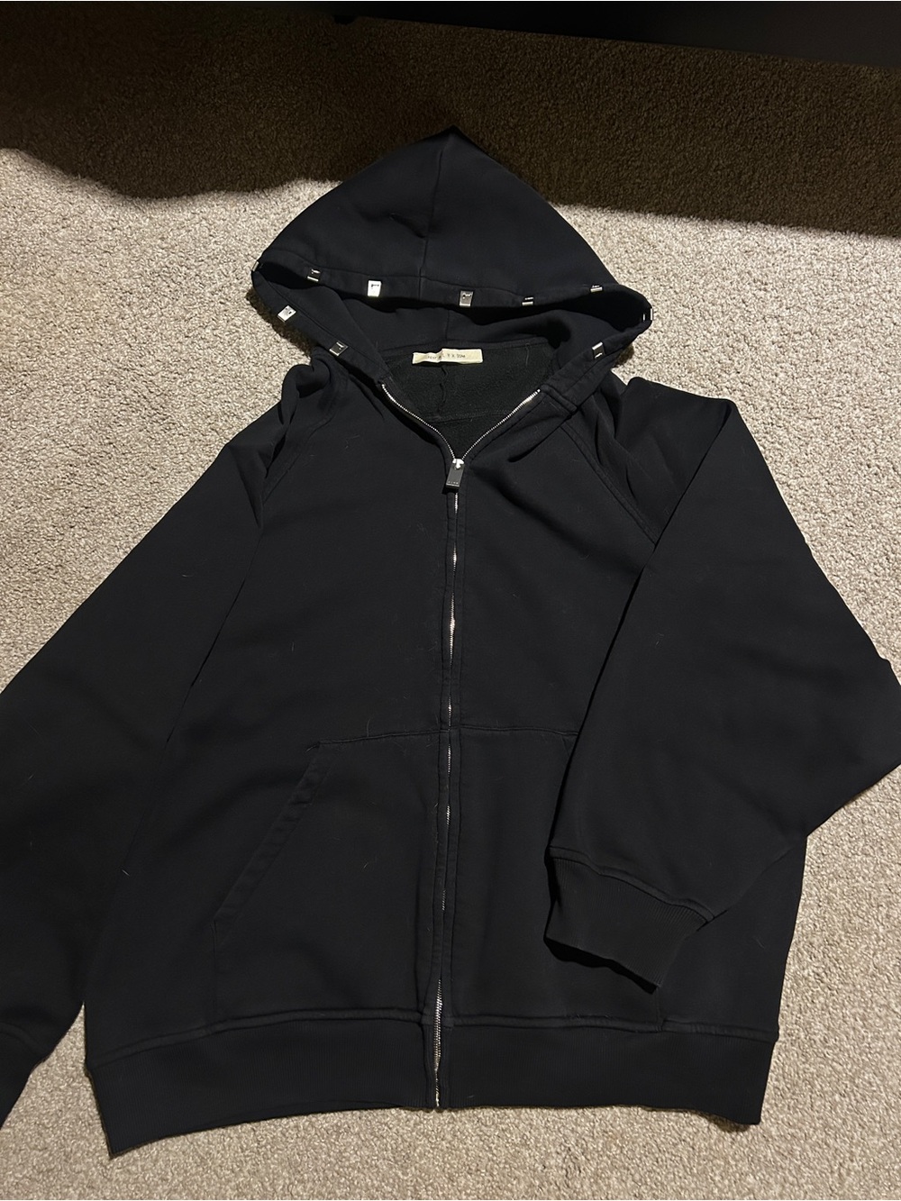 1017 ALYX 9SM Black Zip-Up Hooded Windbreaker